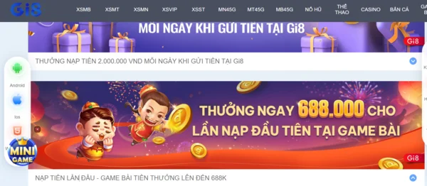 Thưởng nạp lần đầu hấp dẫn với tiền thưởng khủng tại Gi8